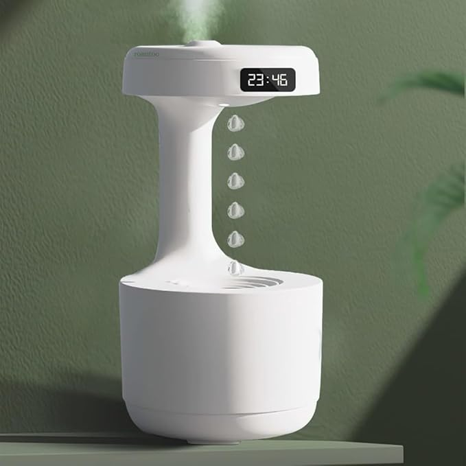 🌫️✨ Anti-Gravity Water Drop Humidifier with LED Display ⏳