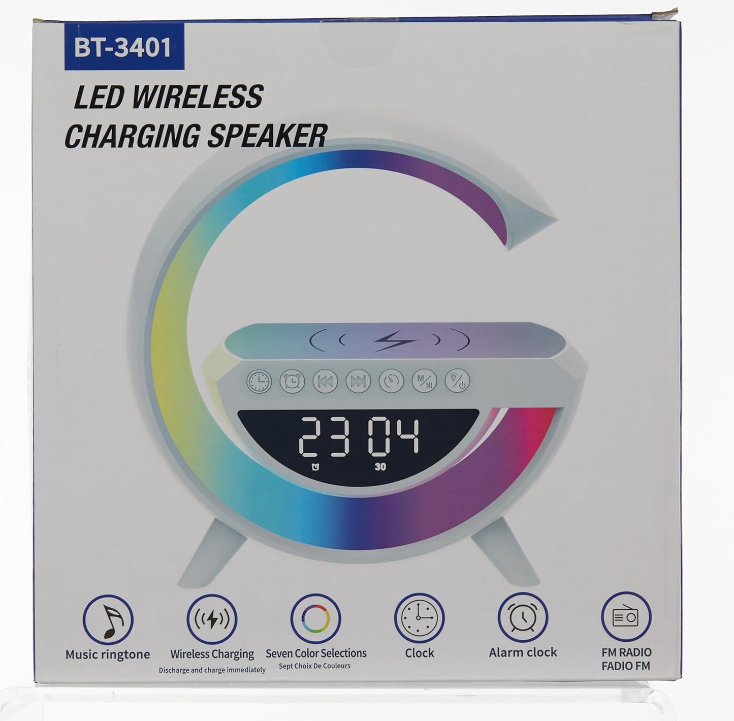 ✨ G-Shape LED Lamp with Wireless Charging, Bluetooth Speaker & Alarm Clock ✨