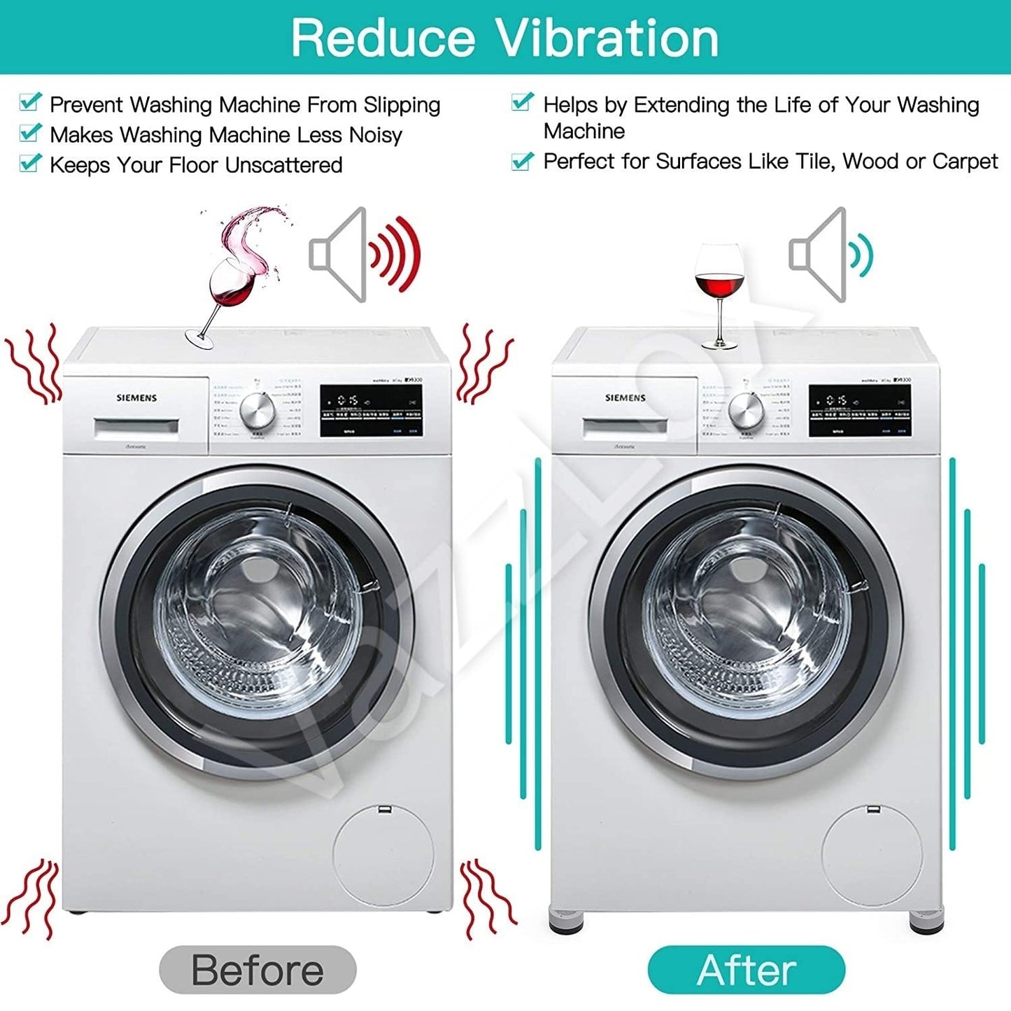 🧺🔇 Anti Vibration Pads for Washing Machine (Pack of 4)