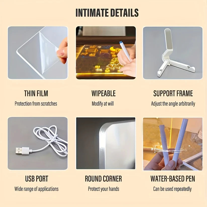 ✍️🖊️ LED Rewritable Board with 7 Pen (15×15) 💡
