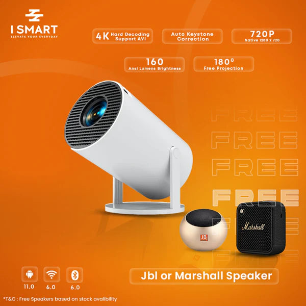 🎥 Smart Mini 4K Projector with HDMI, Wifi, Jiostar, Netflix, Youtube Etc 📺